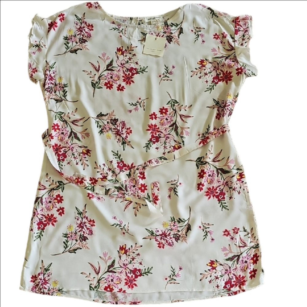beachlunchlounge White Cream Floral Cap Sleeve Blouse